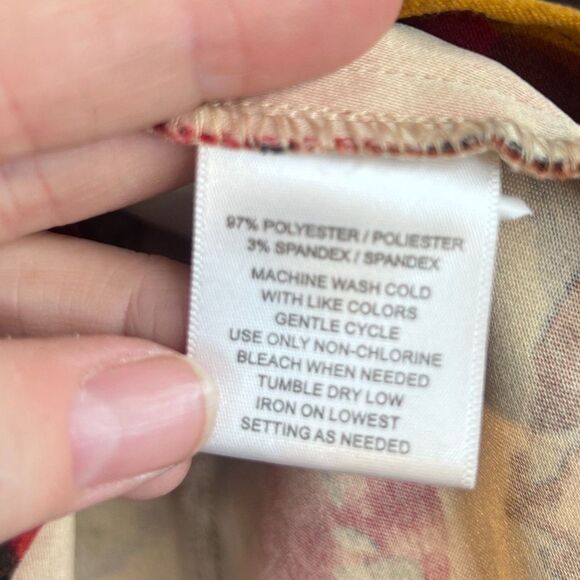 Sag Harbor Bright Maximal Floral Print Button Front Blouse Boho Garden Size MD - Picture 6 of 7